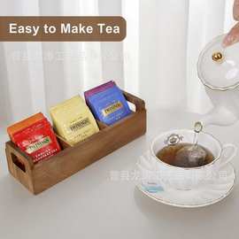 纯色分格收纳盒木质咖啡茶包存储盒简约桌面杂物整理盒首饰放置盒