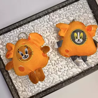 跨境芝士猫和老鼠汤姆杰瑞奶酪毛绒玩具公仔挂件钥匙扣抓机娃娃
