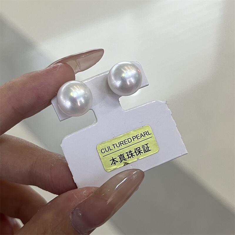 诸暨S925银针6A级淡水珍珠近12mm大珍珠显脸小大尺寸馒头珠耳钉