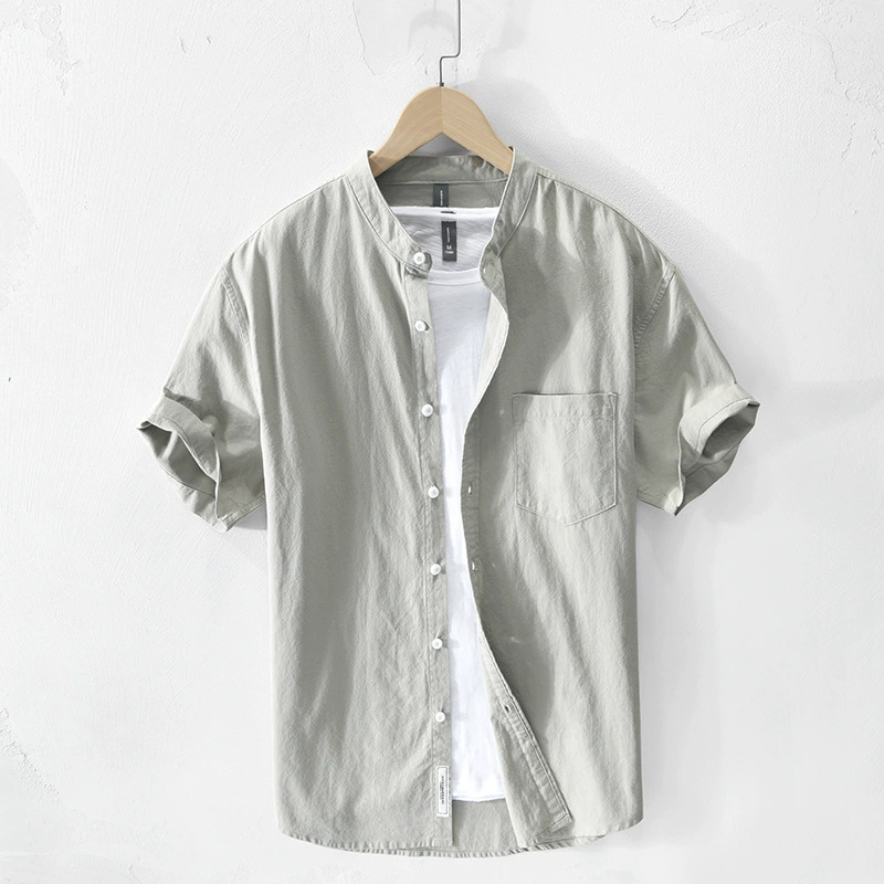 Z921 весна и лето новый мужской повседневный короткий рукав с вертикальным вырезом хлопчатобумажная рубашка куртка для волос