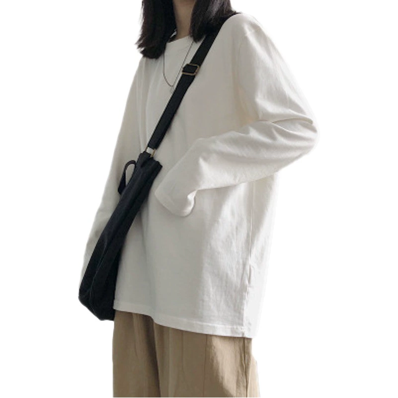 Женская футболка с длинным рукавом, осень 2025, новая белая, для студентов, внутренняя подкладка, корейский стиль, топы для женщин, дропшиппинг