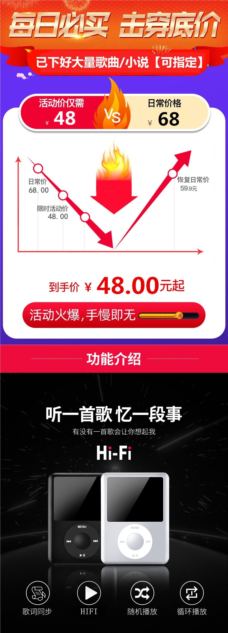 MP4 for students, MP5 small size for high school students to read novels and listen to music, MP3 portable player 128G Bluetooth P3 student version