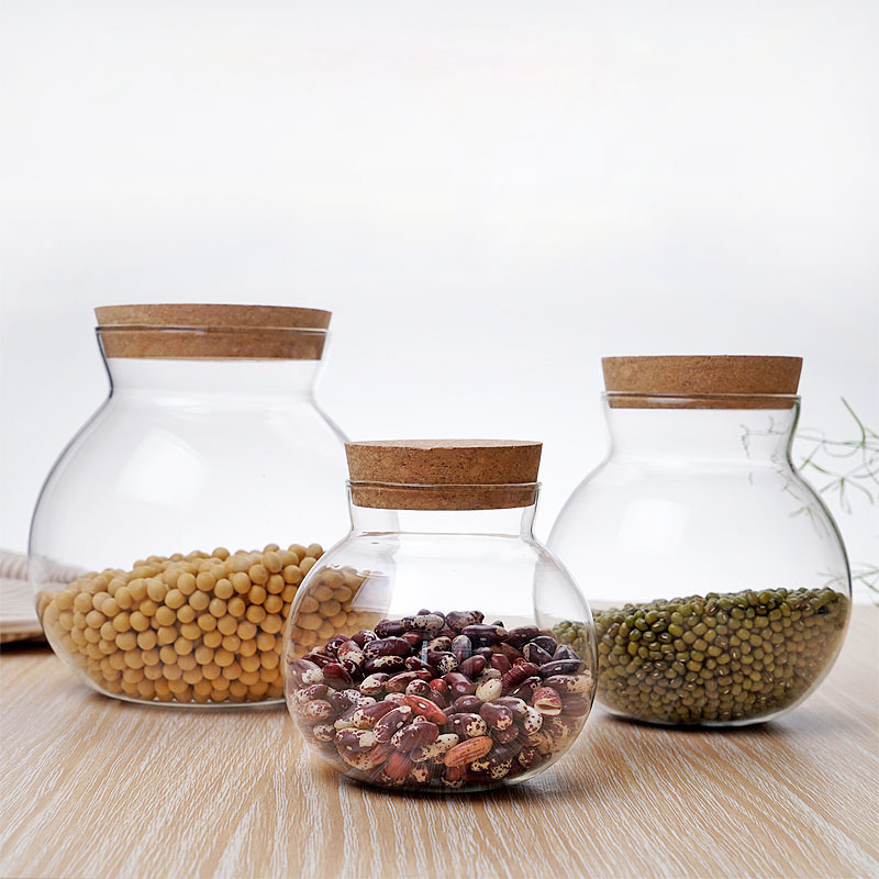 High Borosilicate Glass Storage Jar Household Cork Moisture-proof Sealed Tea Jar Kitchen Grain Storage Jar