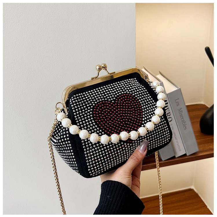 Women's Small Pu Leather Heart Shape Elegant Vintage Style Beading Clasp Frame Dome Bag display picture 2