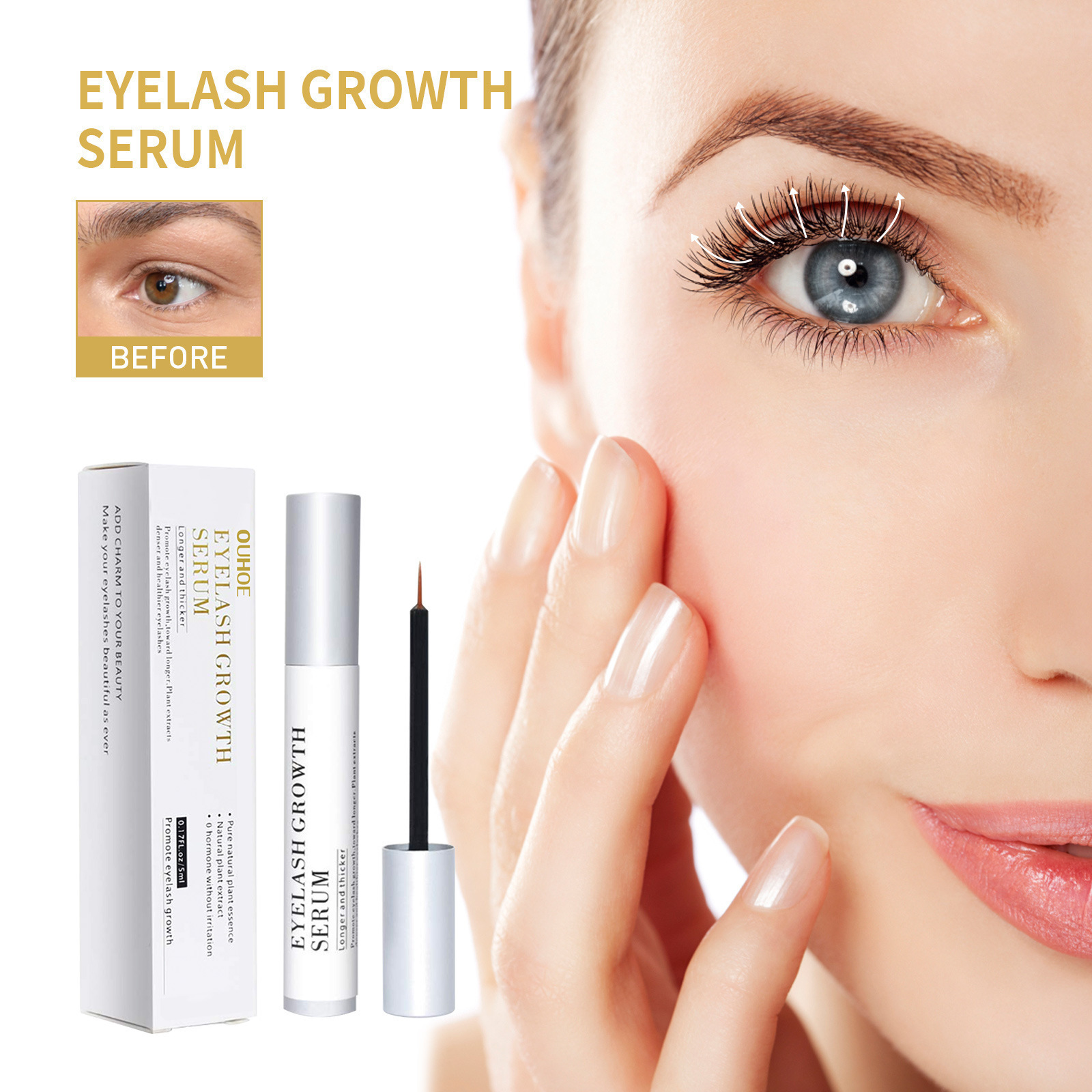 Ouhoe Eyelash Serum Gentle and Natural Moisturizing, Volumizing, Lengthening, Brightening, and Refreshing Eyelash Care Solution