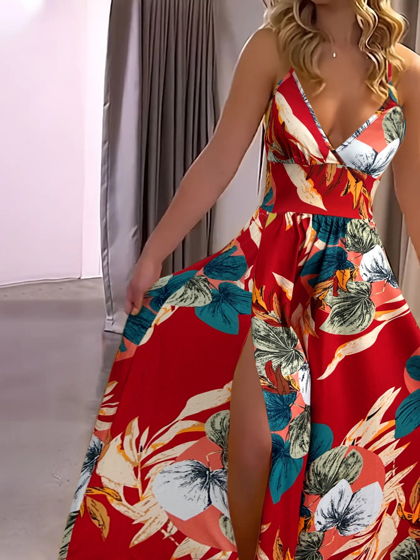 Women's Summer V-Neck Strappy Dress