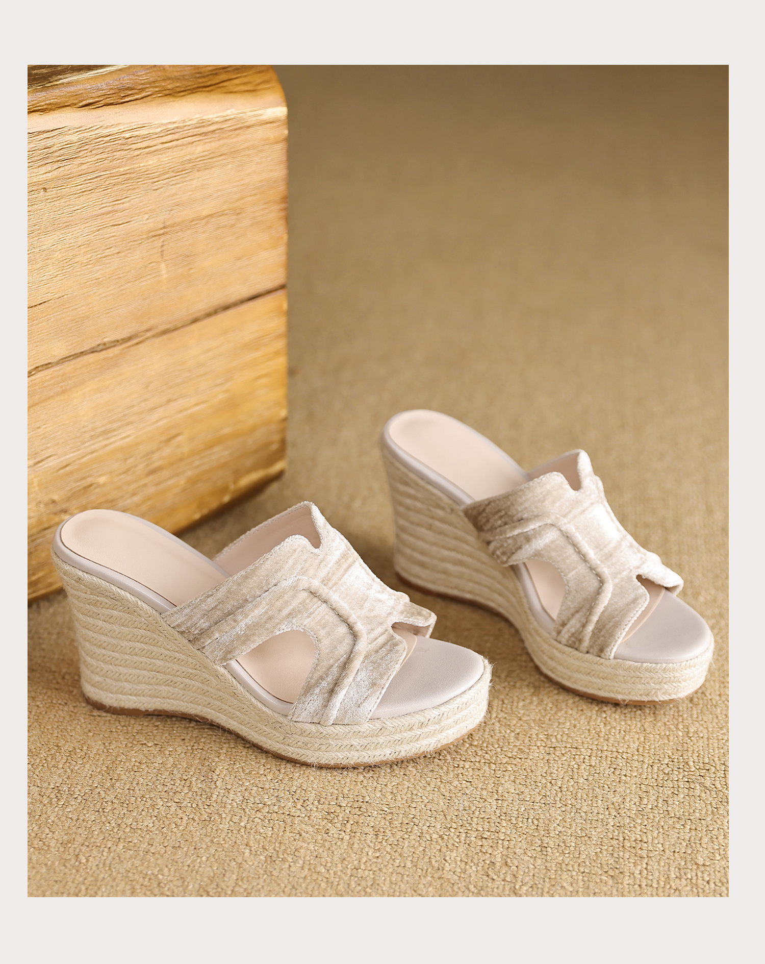 Sandal cao gót nữ đế xuồng phong cách Bohemian, quai ngang đan mây, gót 9 cm — màu đen, màu mơ chi tiết 22