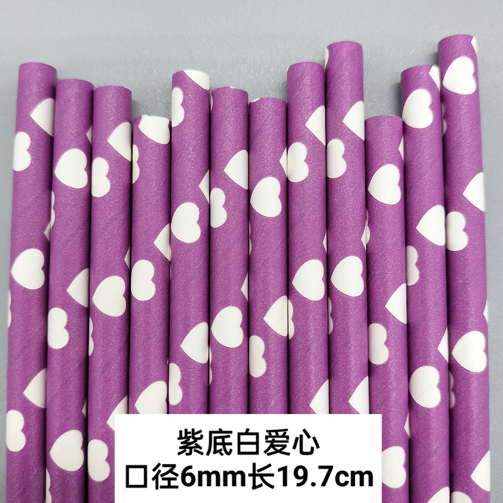Combinación púrpura paja desechable biodegradable papel Kraft paja postre pastel bar fiesta decoración paja