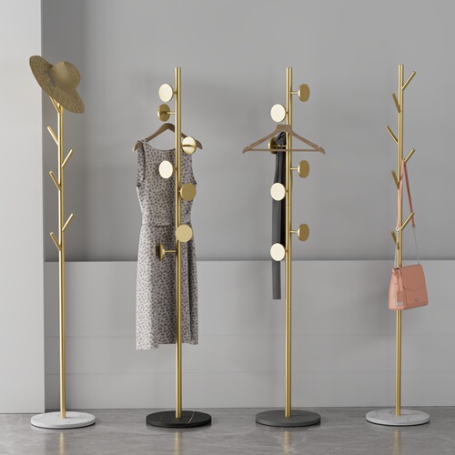 Floor-standing coat rack, bedroom light luxury slate metal coat rack, living room entry simple clothes scarf bag hanging rack