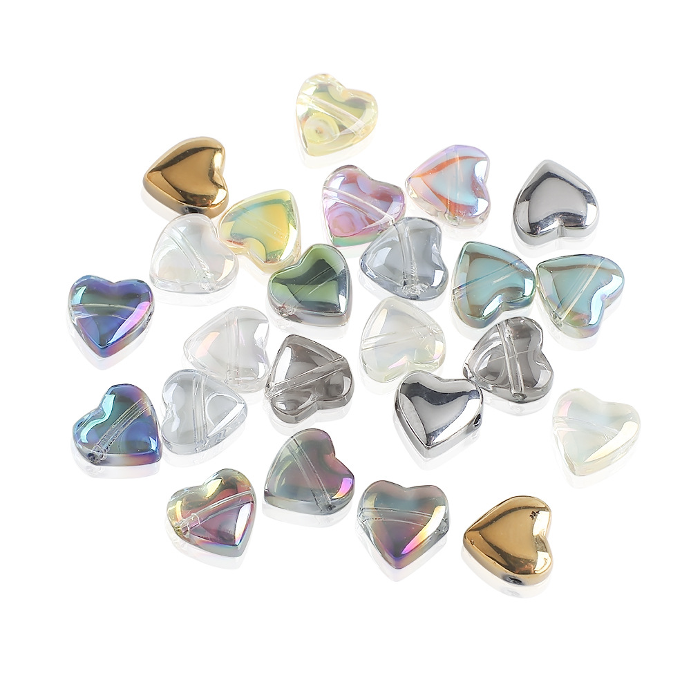 50 PCS/Package 8 * 8mm Hole 1~1.9mm Glass Heart Shape Beads display picture 2