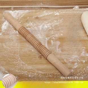 Rolling Pin for Dough, Jujube Wood Threaded Serrated Sesame Cake Pastry Baking Free Shipping Patterned Flower Stick Spiral Rolling Pin Solid Wood