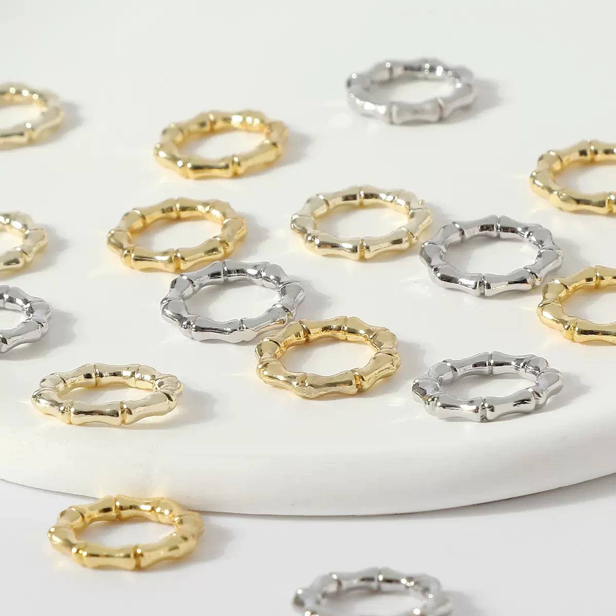 DIY饰品配件批发铜镀14K浅金色保色闭口竹节连接圈项链手链收尾圈