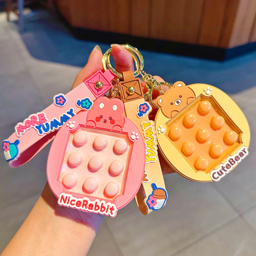 Small Rabbit Poppy Plush Keychain Cartoon Bear Stress-Relief Cute Pet Pendant Lovely Car Keychain Holder