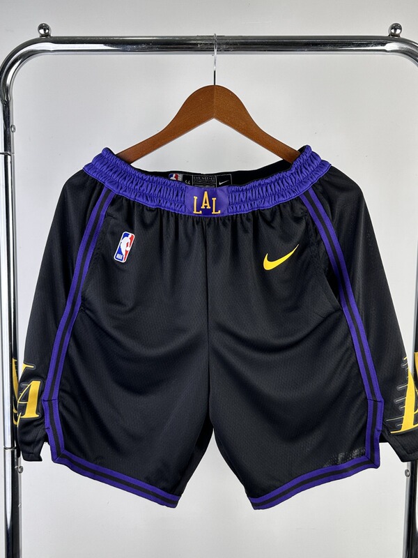 24 Season Lakers City Edition Breathable Quick-Drying Basketball Shorts Sports Casual Five-Point Shorts Basketball Pants