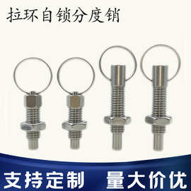 拉环分度销不锈钢旋钮柱塞弹簧定位销拉环自锁分度销安全固定插销