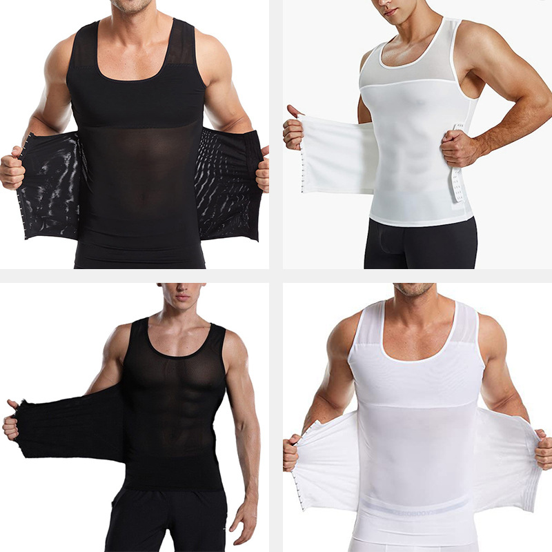 Los hombres de Europa y América breasted corsé malla transpirable corsé ajustable cerveza vientre corsé cintura chaleco invisible
