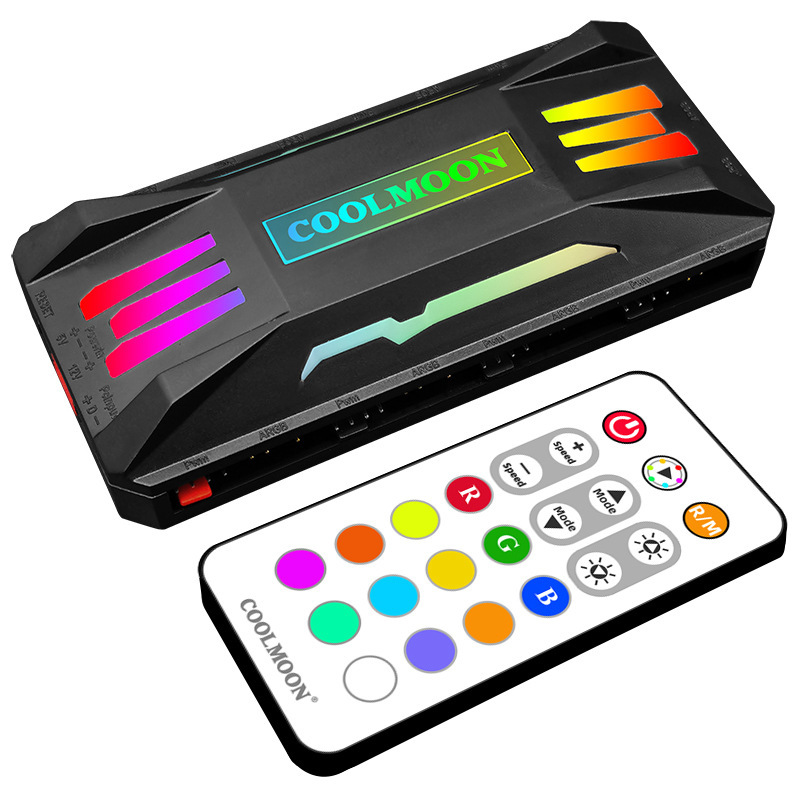 クール月P-ARGBコントローラ4ピンpwm温度制御5v3ピン同期無線リモコン筐体ファンハブ|undefined
