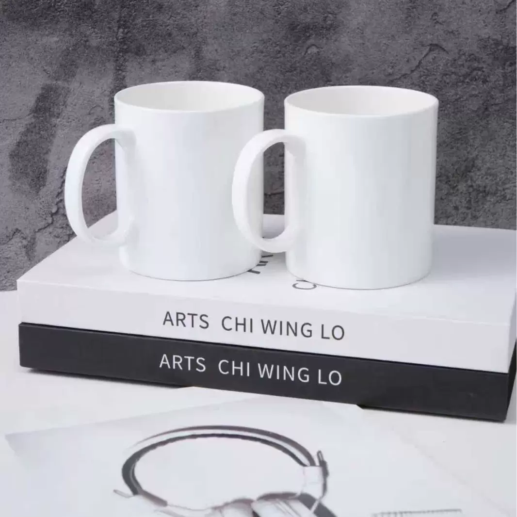 简约纯色骨瓷马克杯 加印logo手工diy涂鸦白色陶瓷咖啡水杯