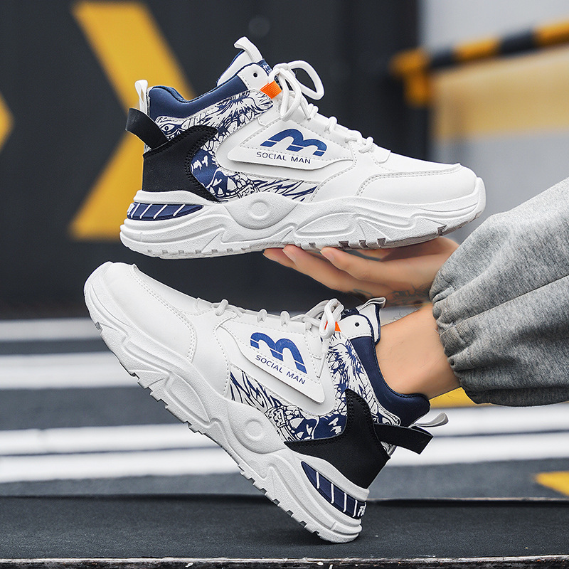 Zapatos de hombre de otoño nuevos zapatos de cuero para hombres, zapatos de deporte casuales al aire libre con suela gruesa, zapatos de moda universal.