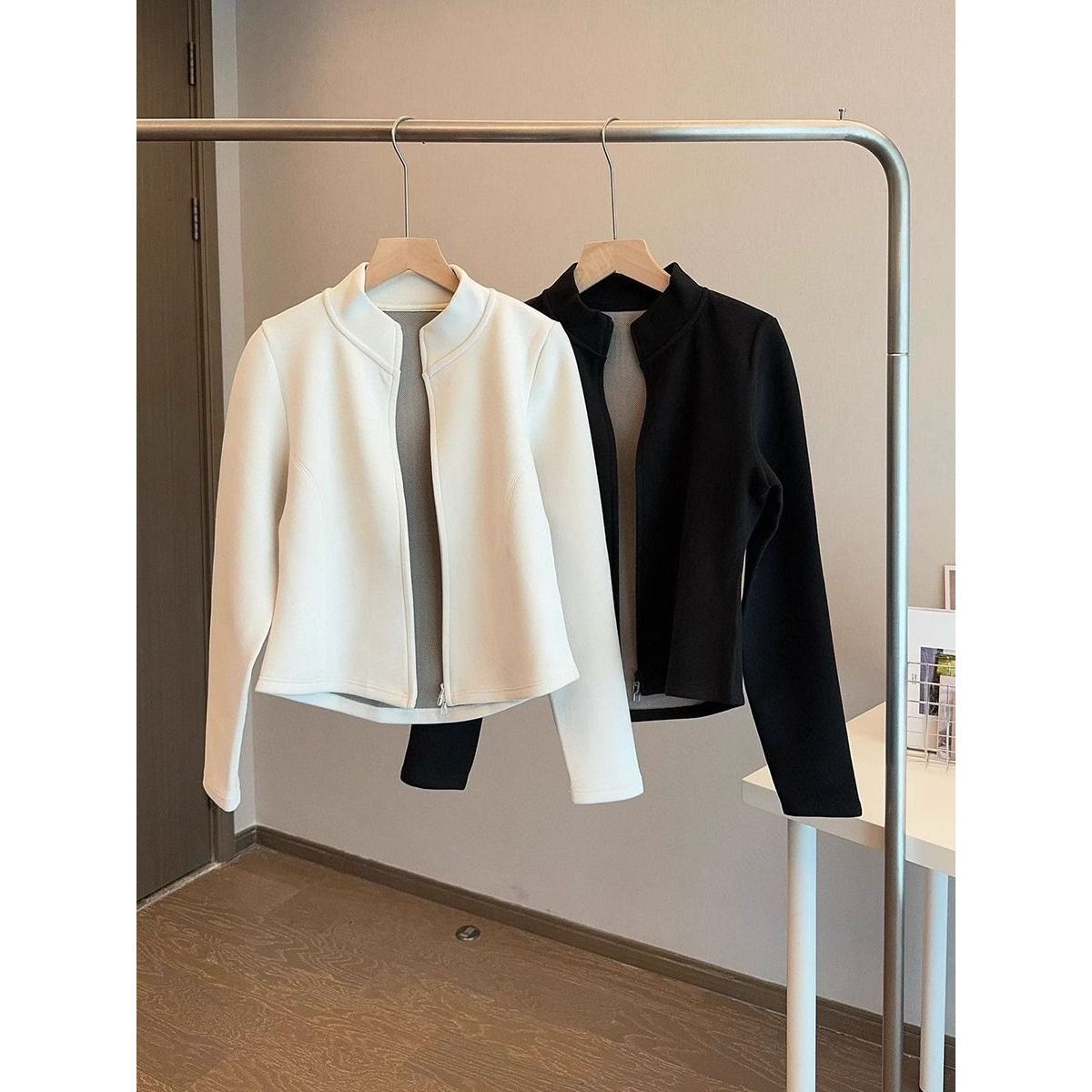 上身巨舒服!德绒加厚保暖双拉链立领卫衣外套女秋冬修身开衫上衣