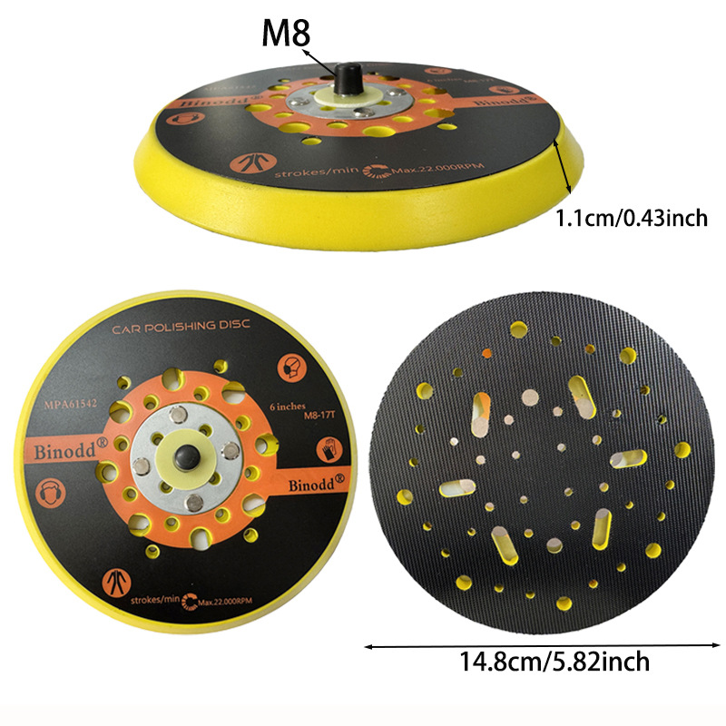 跨境货源6寸49孔打磨抛光盘 适用于打磨机托盘自粘抛光机底盘吸盘