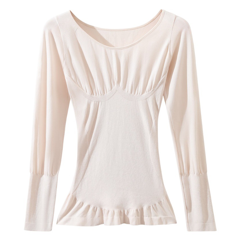 Ropa de otoño traje de calefacción interior de las mujeres Otoño e Invierno ropa de cuidado de la piel de fondo Delgado cuello redondo acrílico superior caliente de las mujeres