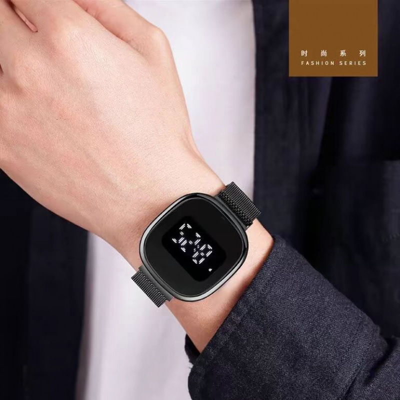 Nuevo reloj multifuncional de tecnología negra tendencia de moda versátil simple tacto magnetismo reloj de pulsera adolescente para hombres y mujeres