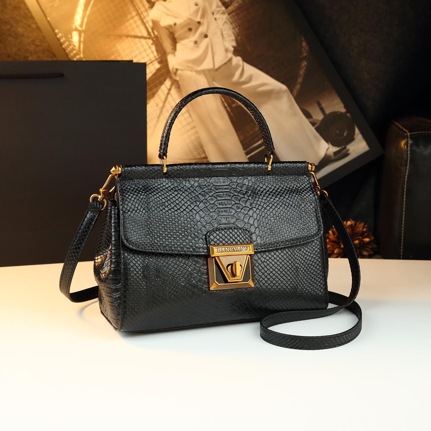Túi đeo chéo cầm tay da bò kiểu Pháp preppy, túi vỏ sò thời trang nữ — màu đen, màu tím