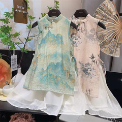 新款女童旗袍裙夏季新中式中國風漢服連衣裙2024夏裝女寶寶裙子潮