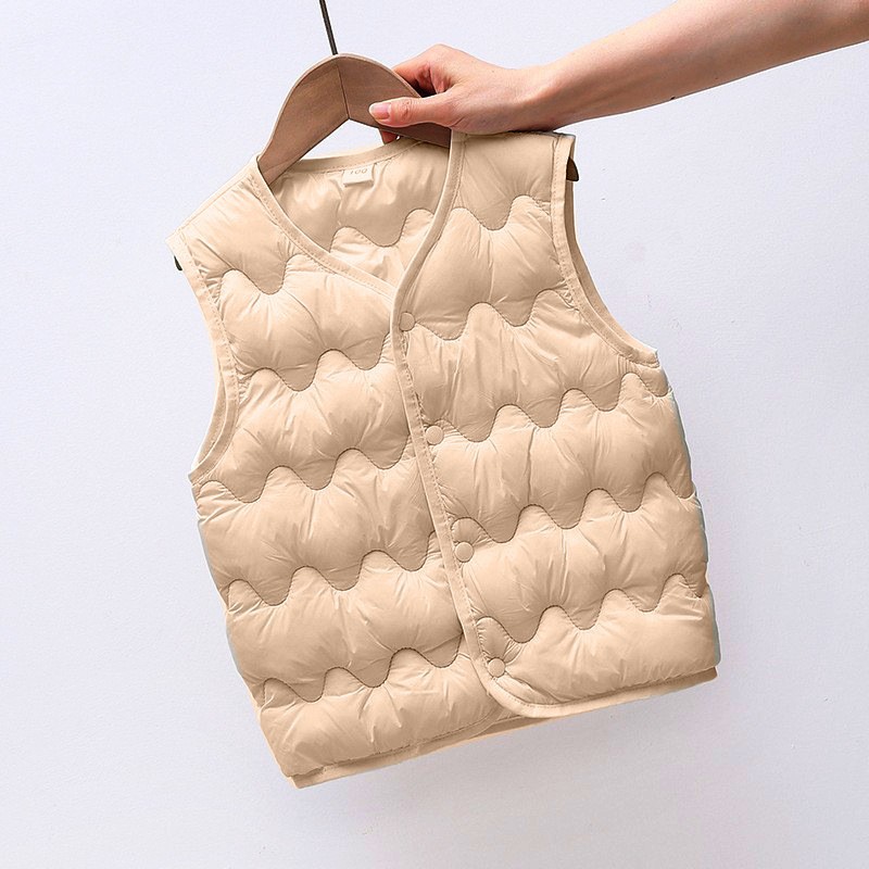 Otoño y invierno nuevos chalecos de niños de moda para niños de mediana edad, ropa de algodón delgada, chalecos de ropa interior y ropa exterior