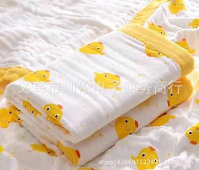 六层纱布高密浴巾儿童被宽边密度高花型多110*110
