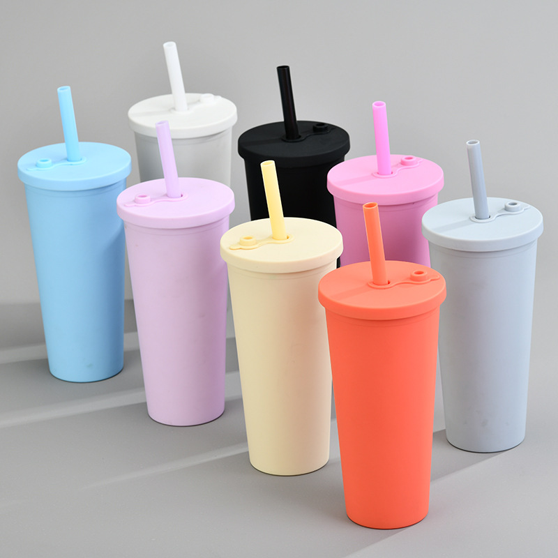 Double-layer Plastic Big Hole Straw Cup With Milk Tea Cup Water Cup display picture 7