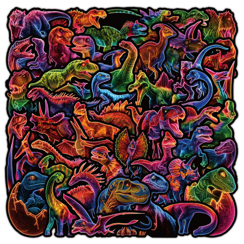 50 Cartoon Neon Dinosaur Stickers, Cross-Border Colorful Style Creative Violin Window Decals, Wholesale from Manufacturer 50 Cartoon Neon Dinosaur Stickers, Cross-Border Colorful Style Creative Violin Window Decals, Wholesale from Manufacturer