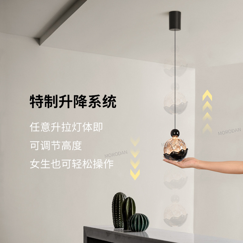 卧室床头小吊灯意式极简轻奢高级感卧室灯具客厅简约现代可升降灯|undefined