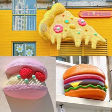 网红烘焙甜品店门头招牌立体大披萨汉堡面包发光模型雕塑壁挂