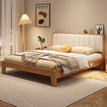 实木床简约现代1.5米民宿床1.8米软包双人床出租房用1.2单人床架