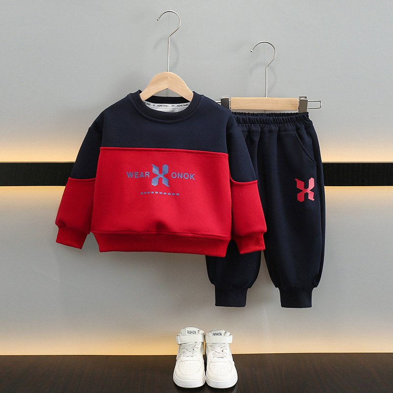 6075 traje de suéter para niño 2024 otoño nuevo bebé de moda otoño traje de dos piezas primavera y otoño para niños marea coreana