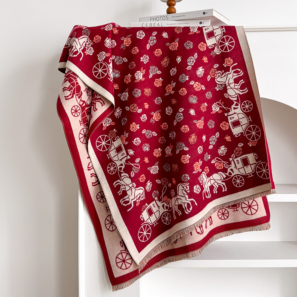 Nuevo paisaje Jacquard imita bufandas de cachemir para mujeres con aire acondicionado sala de chal de otoño y invierno grueso calentamiento largo babillo transfronterizo