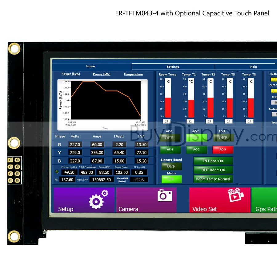4.3-дюймовый TFT LCD цветной дисплей с контроллером SSD1963/параллельный интерфейс/возможна комплектация сенсорным экраном
