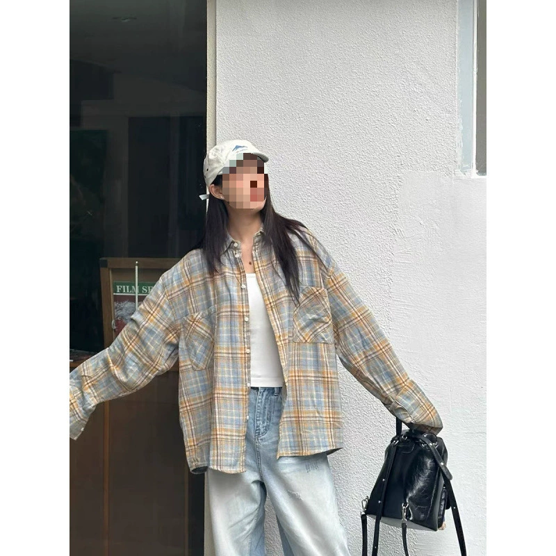 Допамин легкий и экстравагантный продвинутый хлопчатобумажный клетчатый рубашка