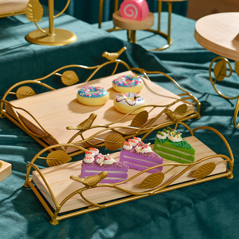 Tabla de postres estante de exhibición decoración moderna boda accesorios adornos estante de pastel té de la tarde refrigerio bandeja de frutas de madera image 5