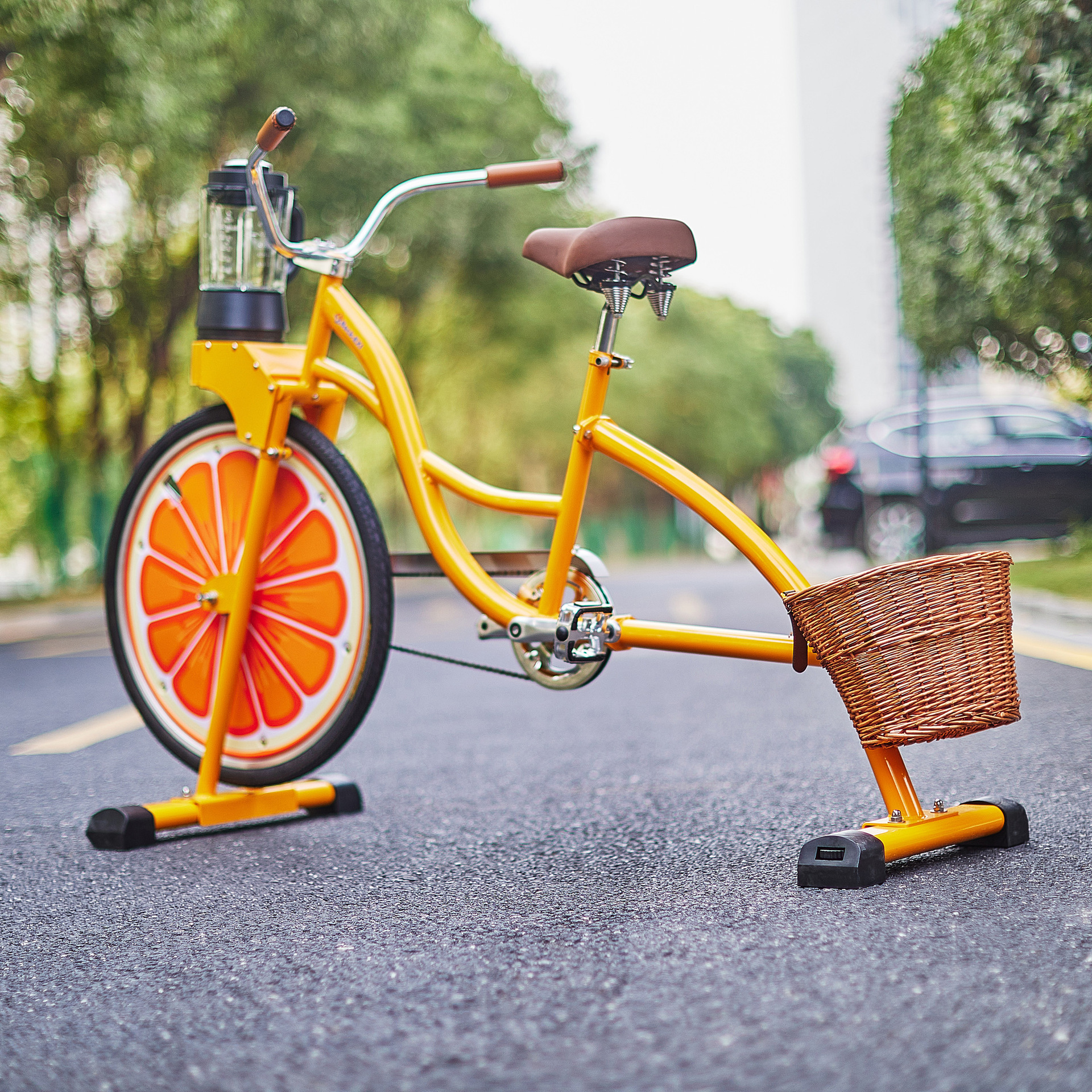 易喜EXI派对健身独轮车娱乐设备跨境工厂橙色水果榨汁机