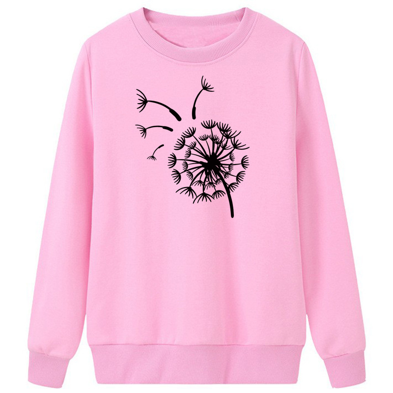 Cross-border new autumn and winter Amazon AliExpress foreign trade letter printing dandelion round neck long sleeve sweater wholesale