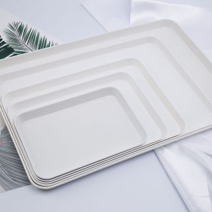 Laboratory Tray Water Cup Plastic Tea Tray Commercial Rectangular White Plate Bread Plate Household Dumpling Tray