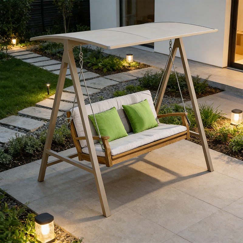 Swing al aire libre patio terraza villa de aluminio jardín impermeable sala de sol residencial al aire libre sillón doble