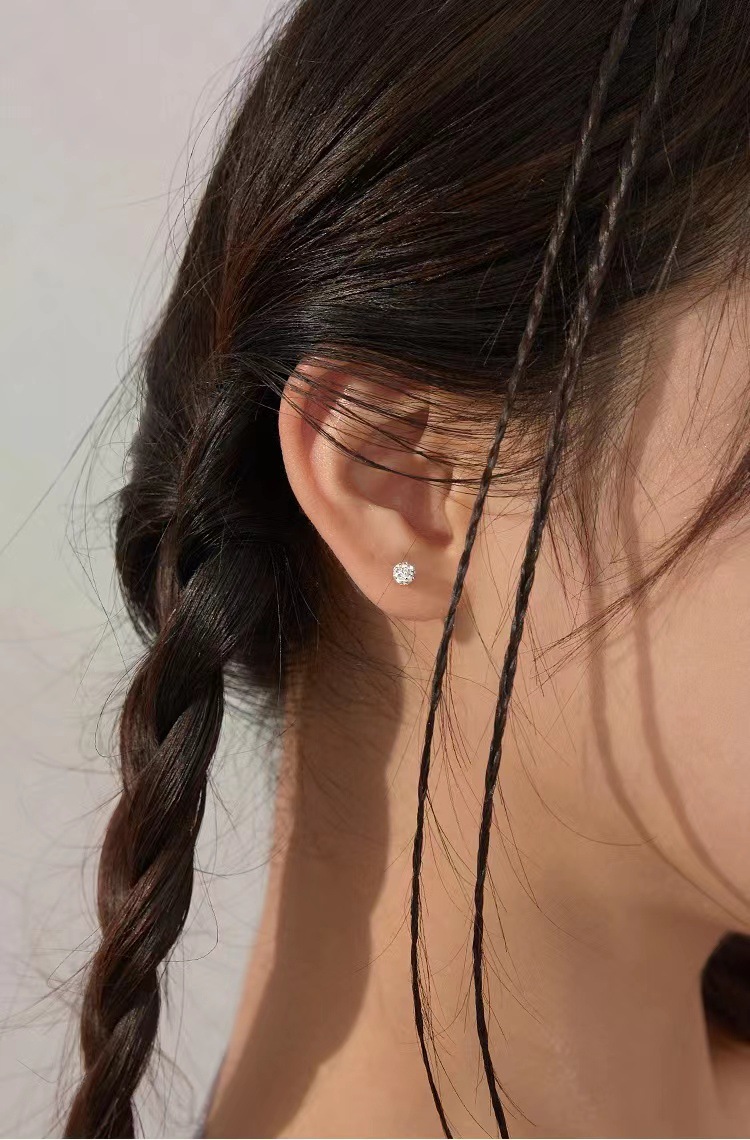 Sweet Geometric Sterling Silver Plating Earrings 1 Pair