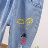 Осенние джинсы, детские штаны для отдыха, детская одежда, подходит для подростков, в западном стиле