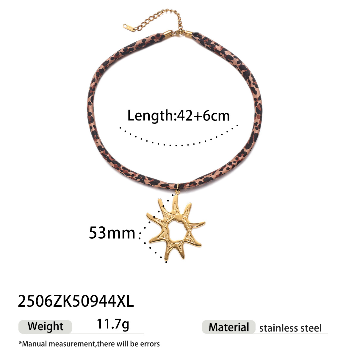 Tiana Europa y América collar de acero inoxidable dulce y fresco estilo de galía de galera variedad bufandas de seda de leopardo collar de acero de titanio joyería de venta caliente transfronteriza image 22