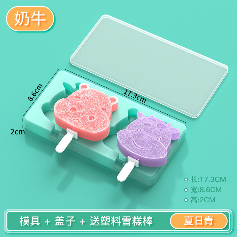 2-color helado molde de silicona vaca paleta molde DIY hecho a mano helado molde en stock al por mayor
