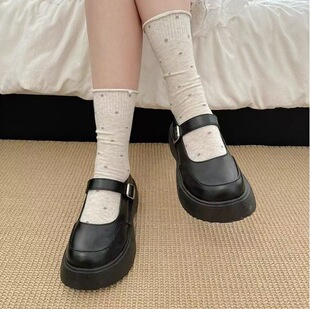 Spring and Summer Socks Lace Fungus Wave Dot Stacked Socks Japanese Ear Yuezi Ballet Socks Women's Mid-tube Curled Socks